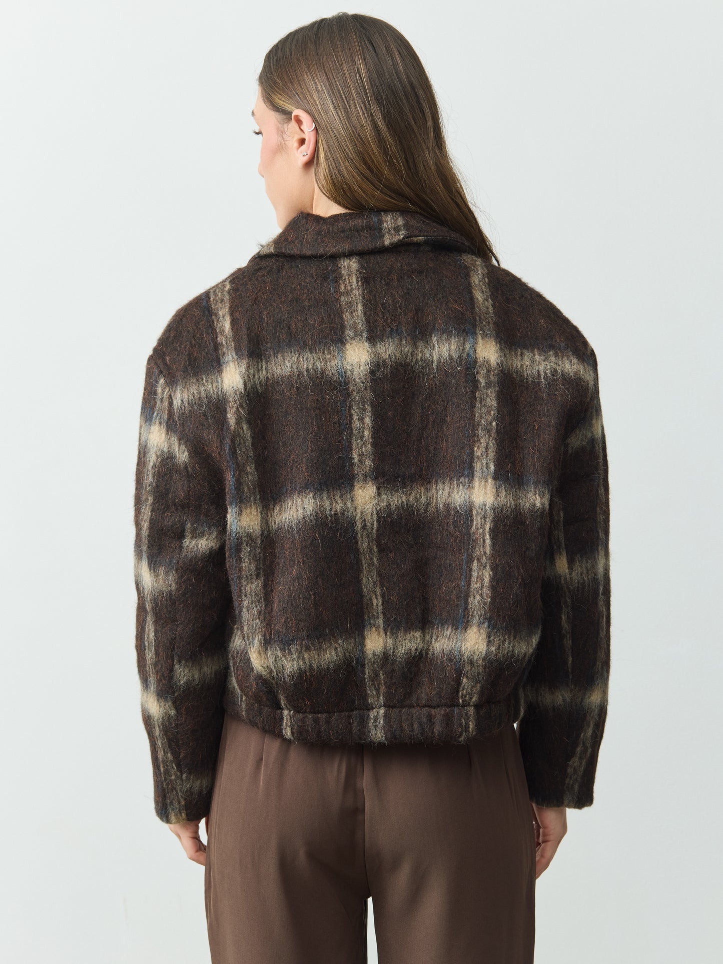 ג'קט קרופ משבצות מרסי | חום