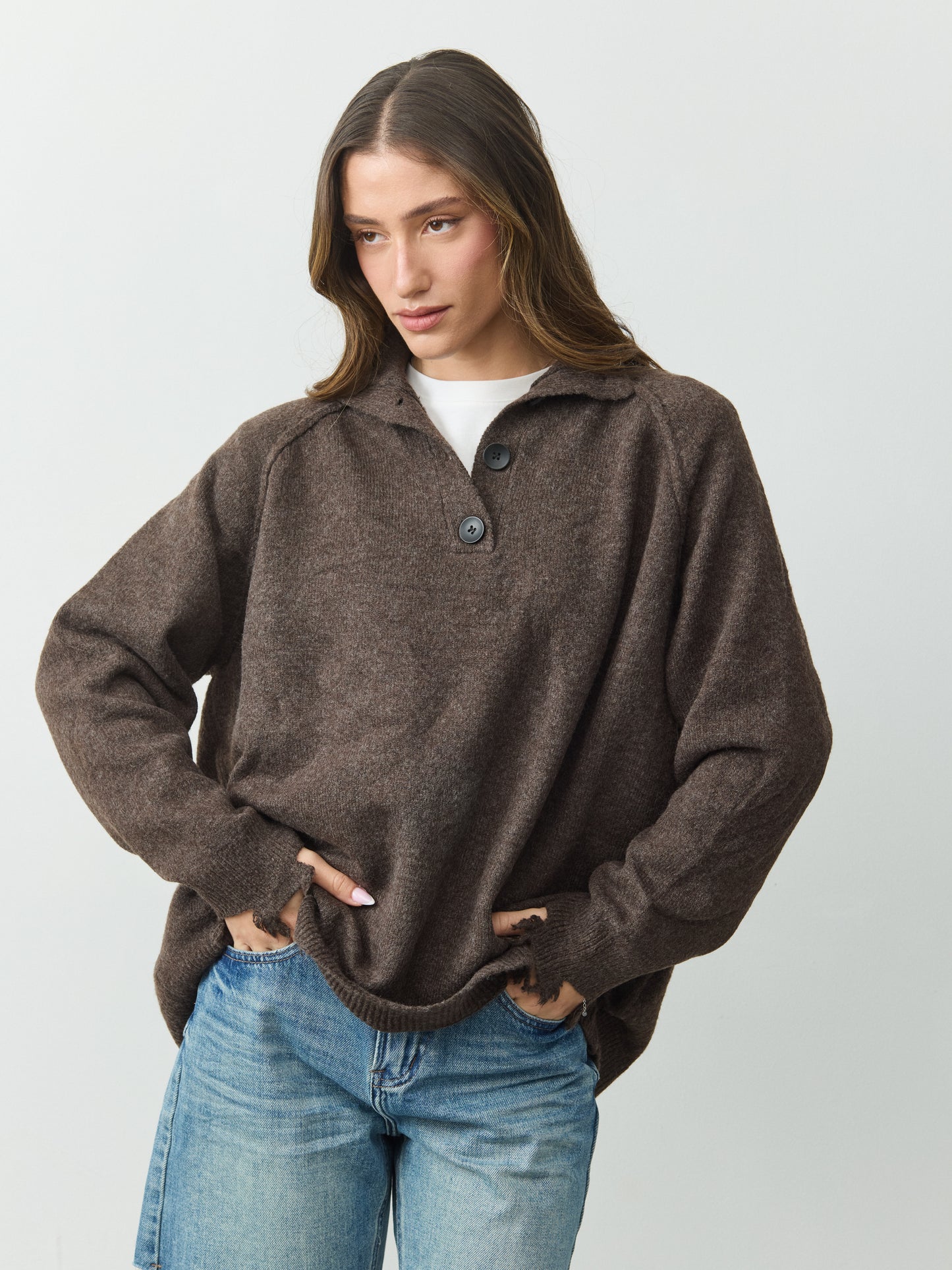 סוודר פולו מיילי | חום