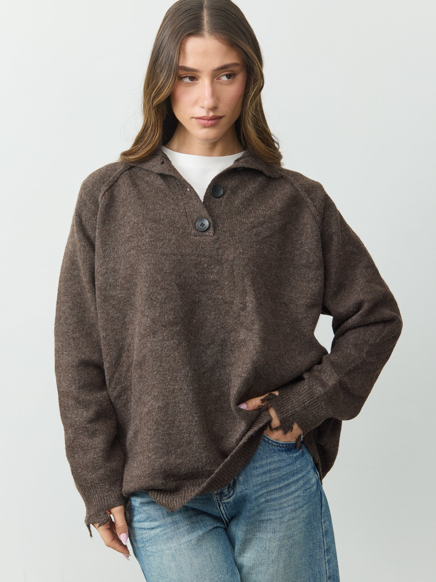 סוודר פולו מיילי | חום