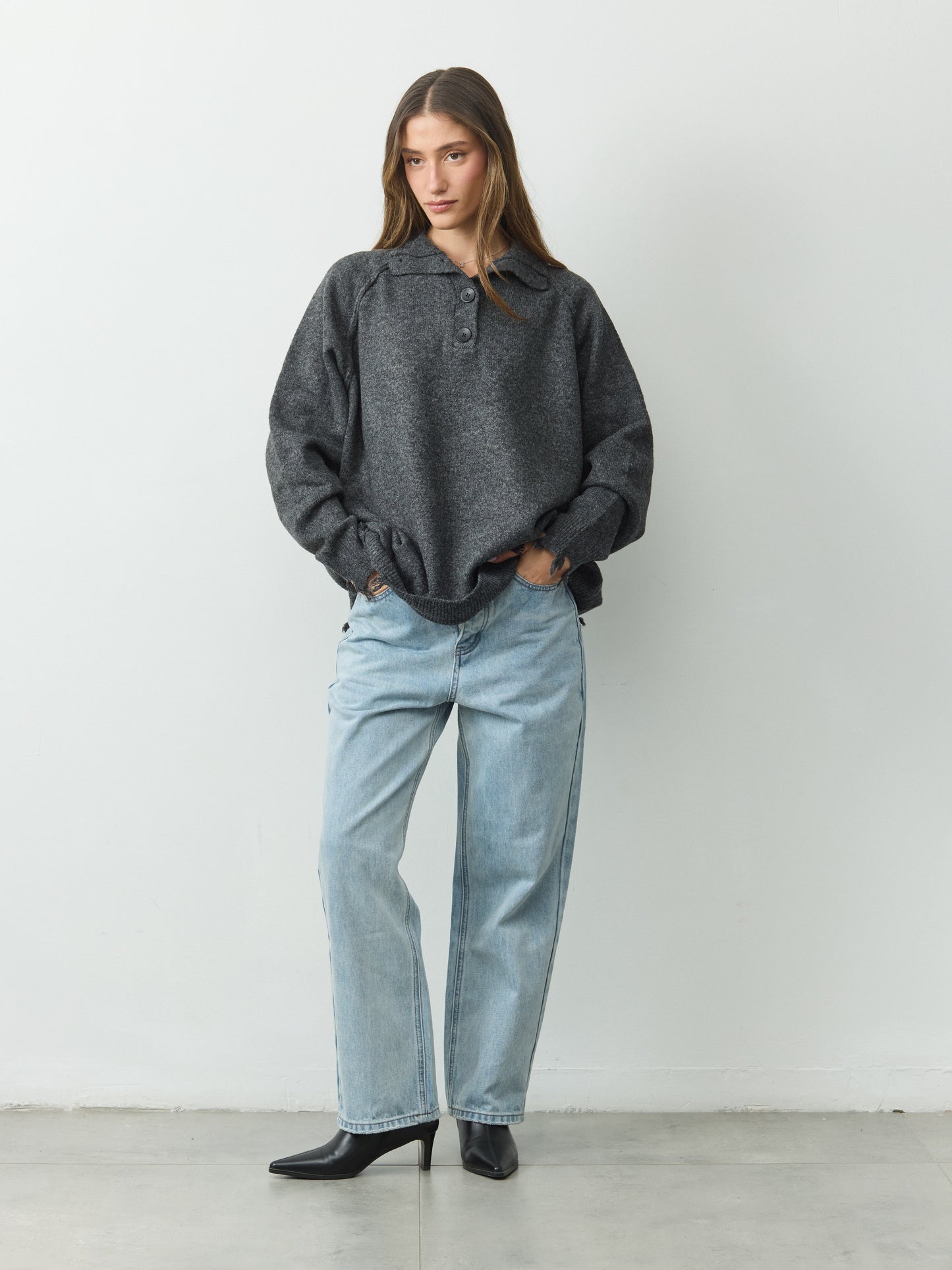 סוודר פולו מיילי | אפור כהה