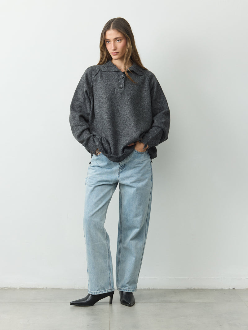 סוודר פולו מיילי | אפור כהה