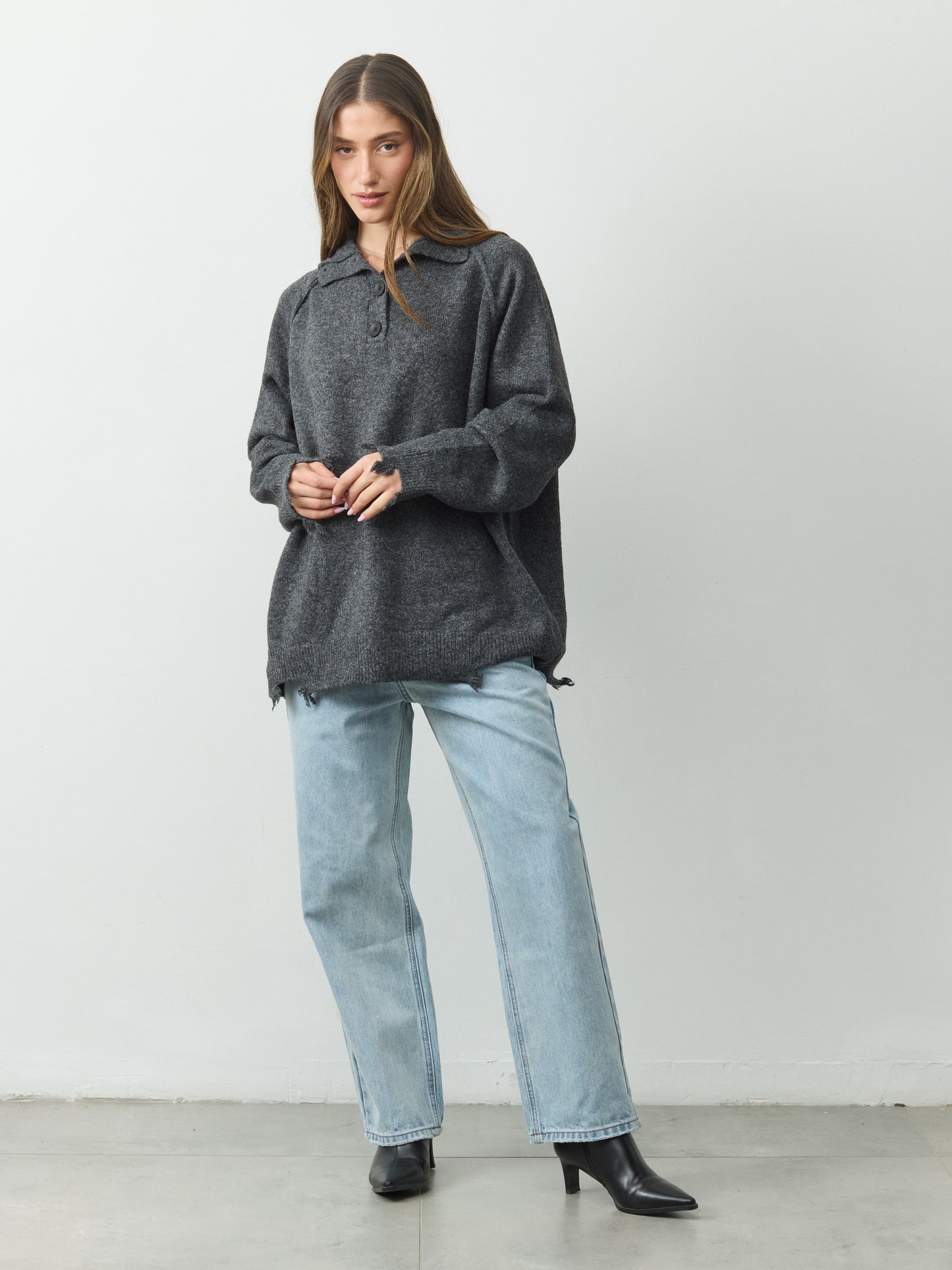 סוודר פולו מיילי | אפור כהה