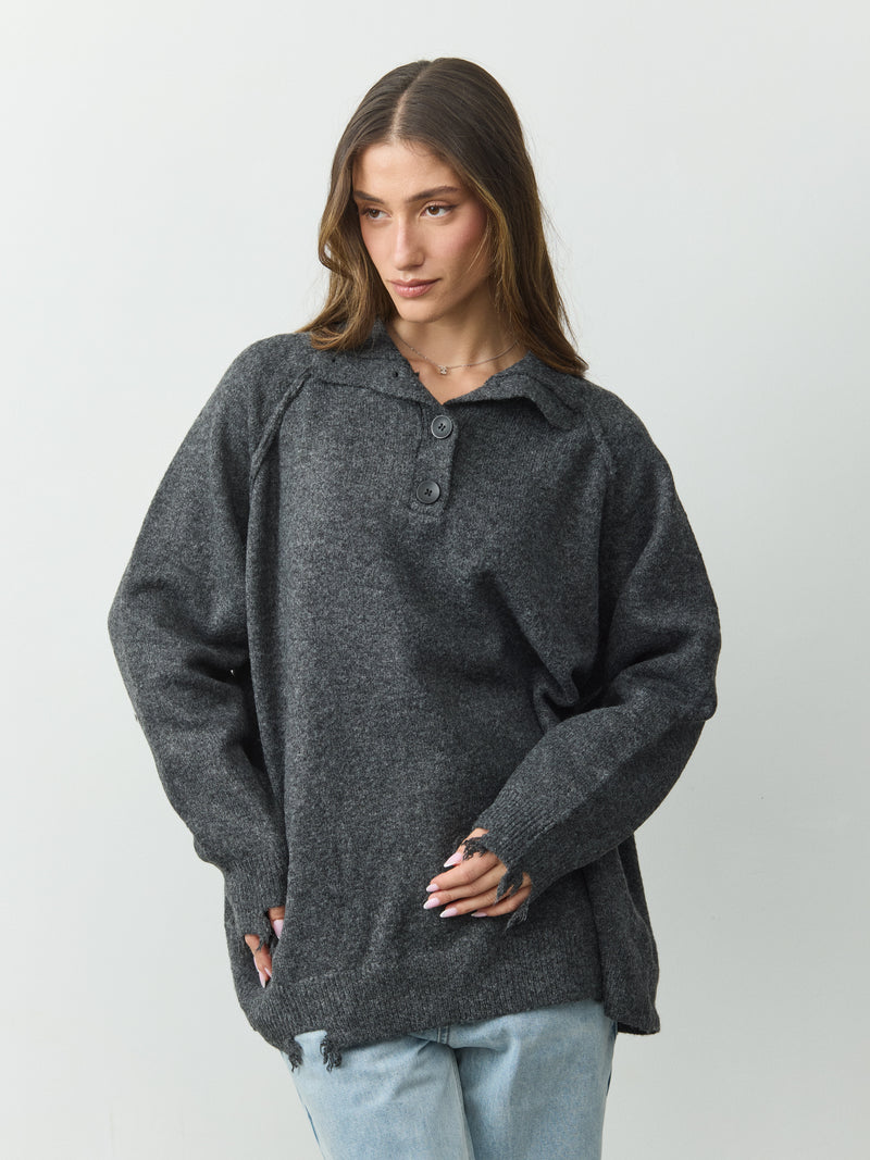 סוודר פולו מיילי | אפור כהה