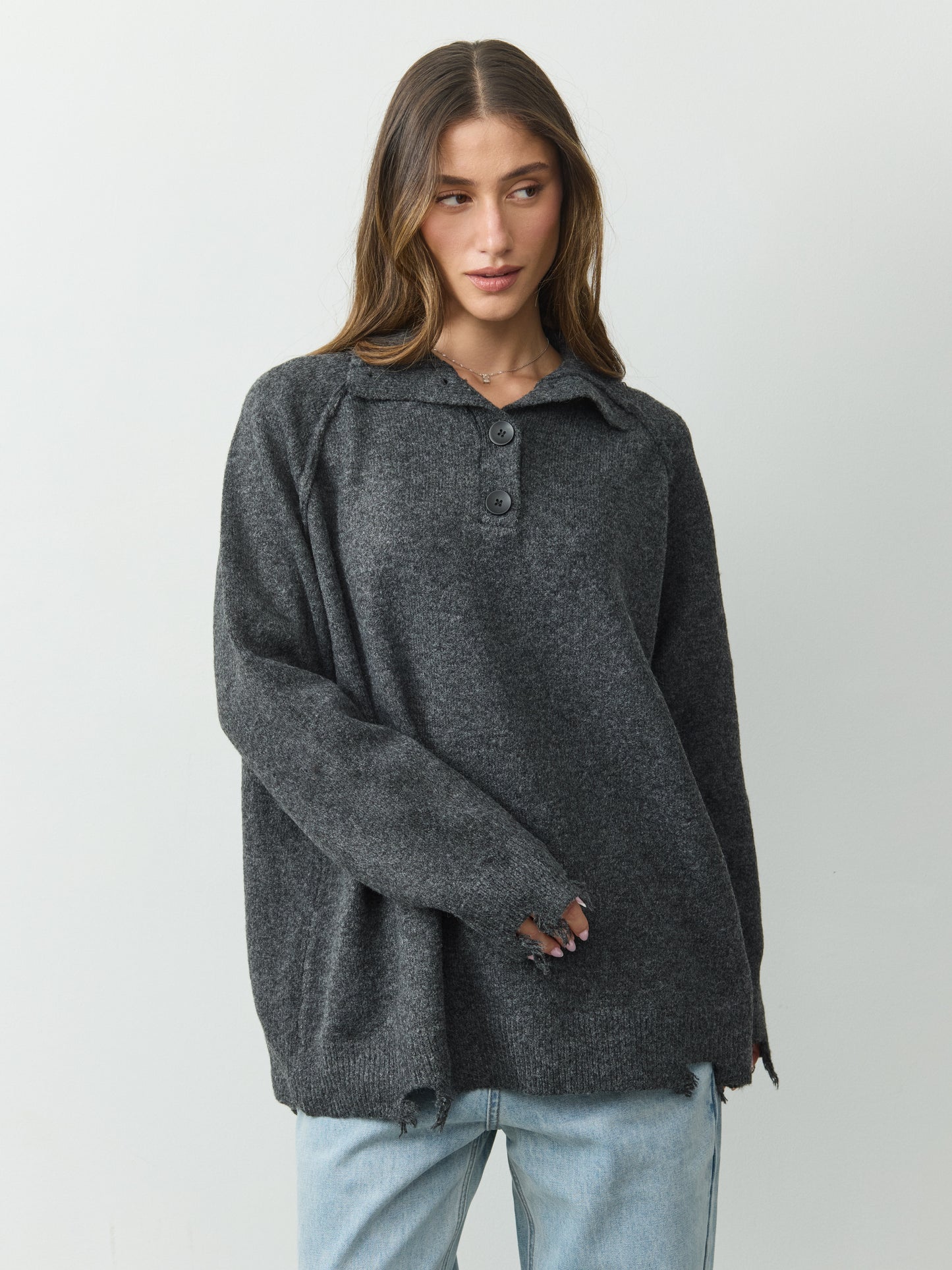 סוודר פולו מיילי | אפור כהה