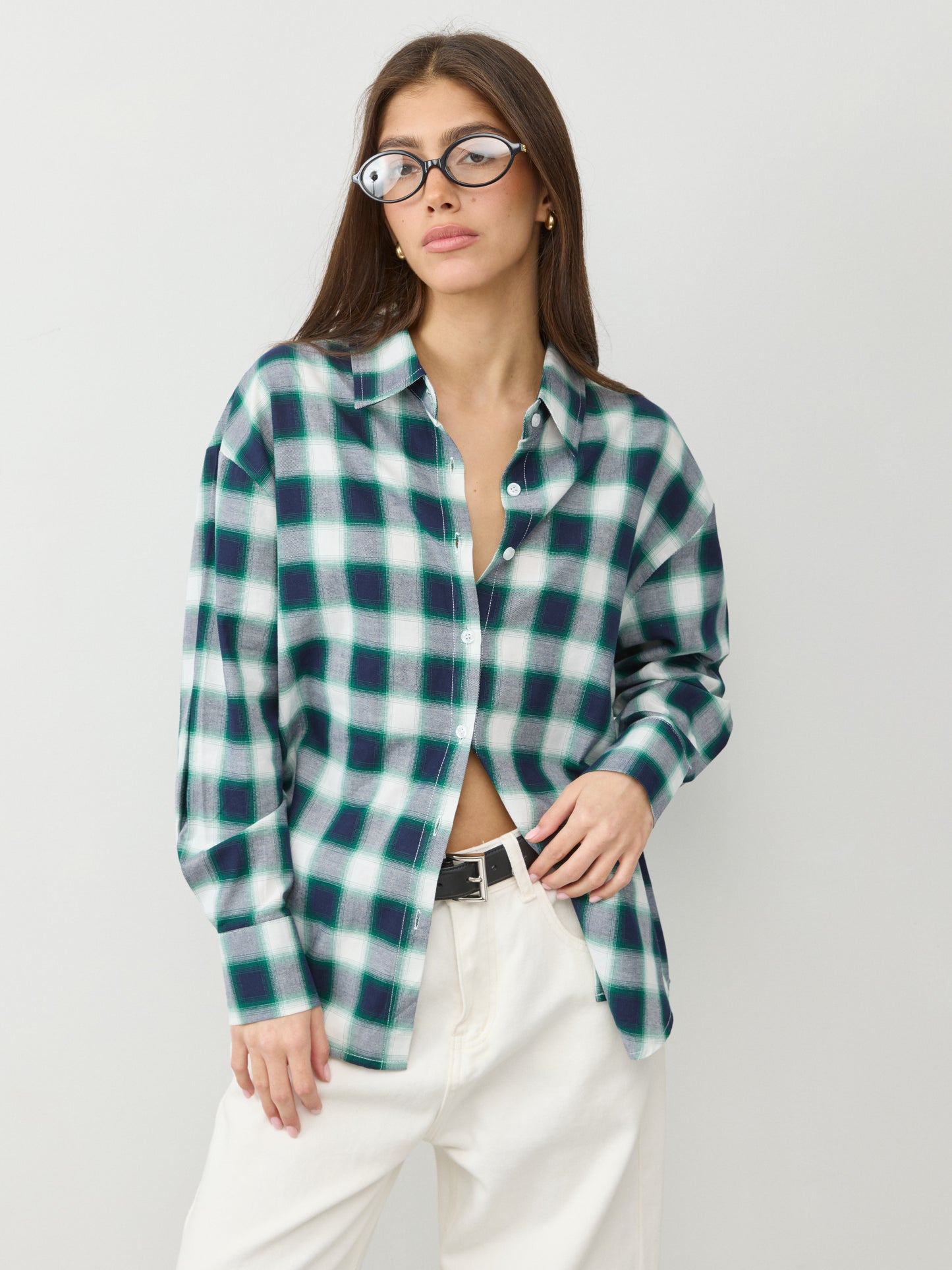 חולצה מכופתרת משבצות טרנר | ירוק