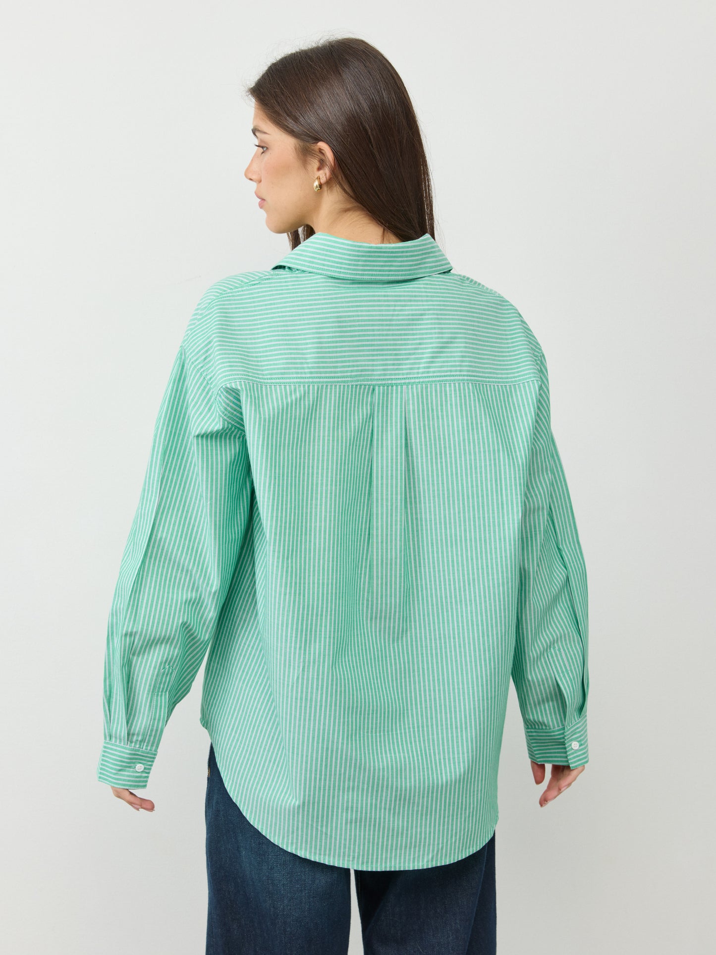 חולצה מכופתרת פסים פייר | ירוק