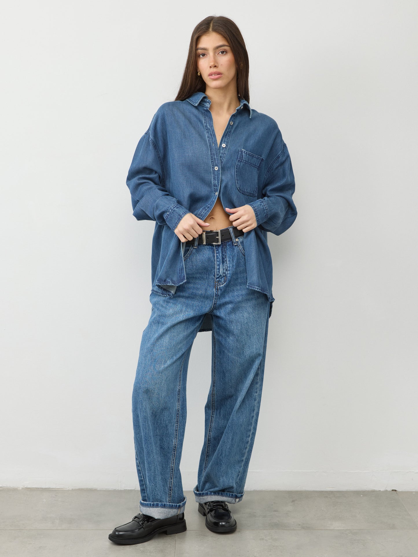 חולצת ג'ינס מכופתרת קרול | כחול