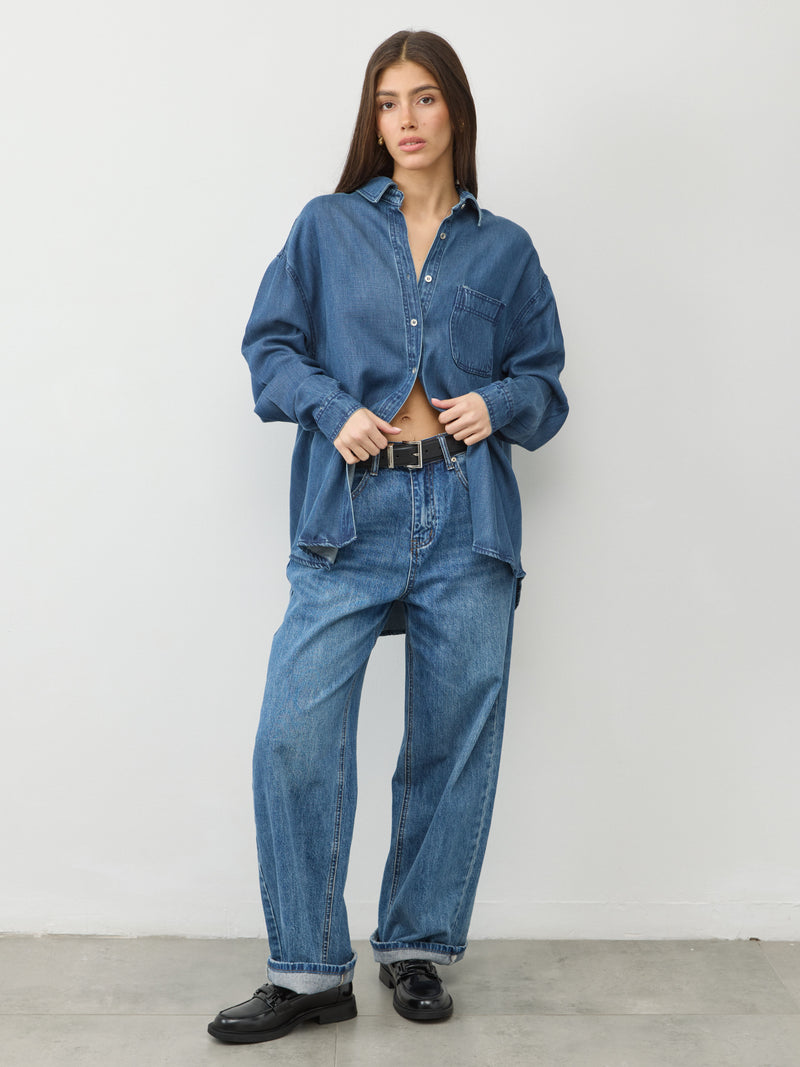 חולצת ג'ינס מכופתרת קרול | כחול