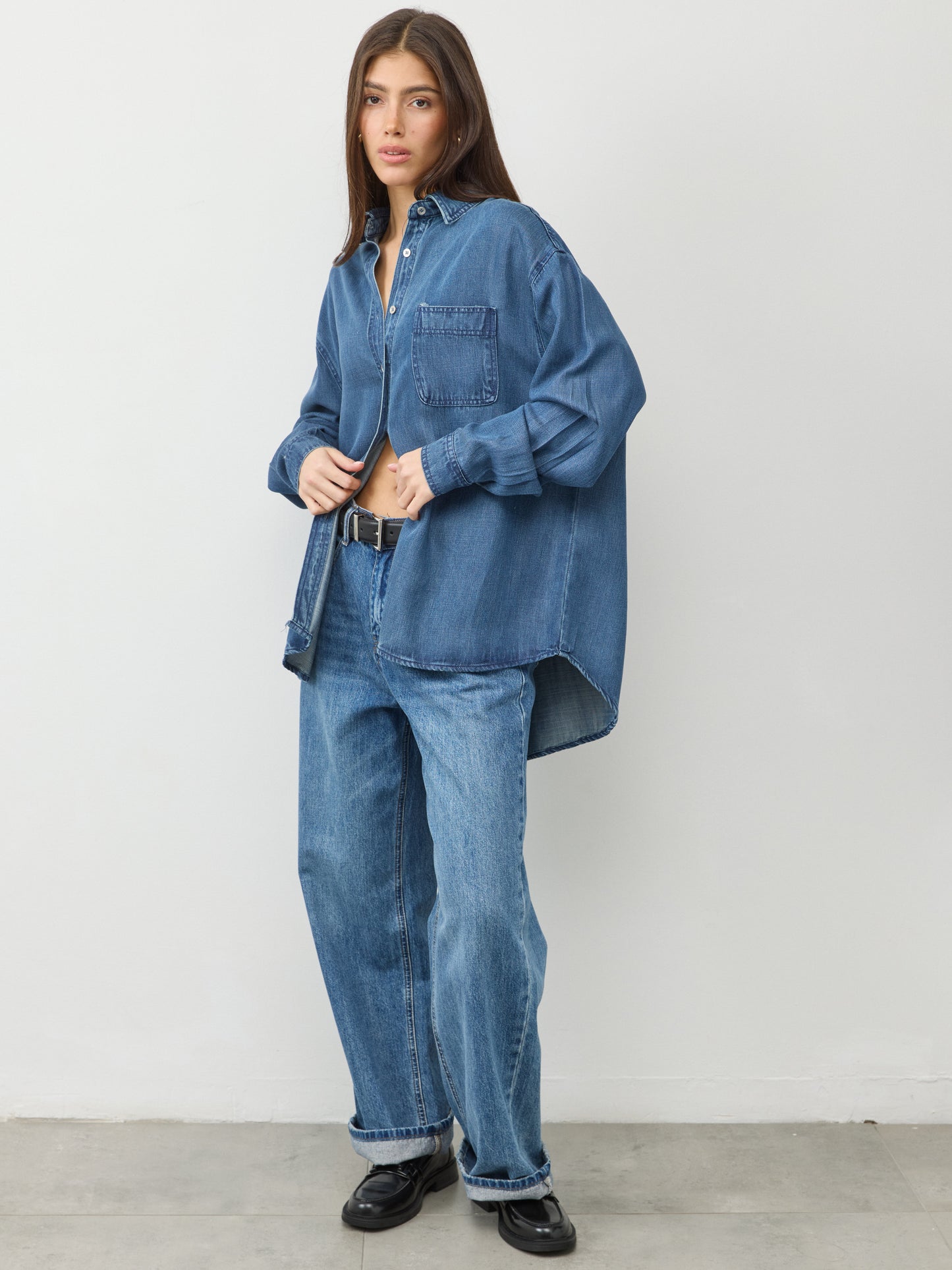חולצת ג'ינס מכופתרת קרול | כחול