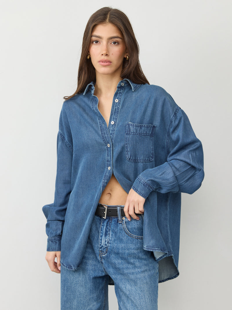 חולצת ג'ינס מכופתרת קרול | כחול