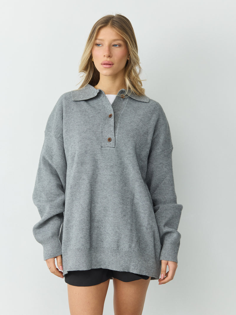 סוודר פולו ארי  | אפור