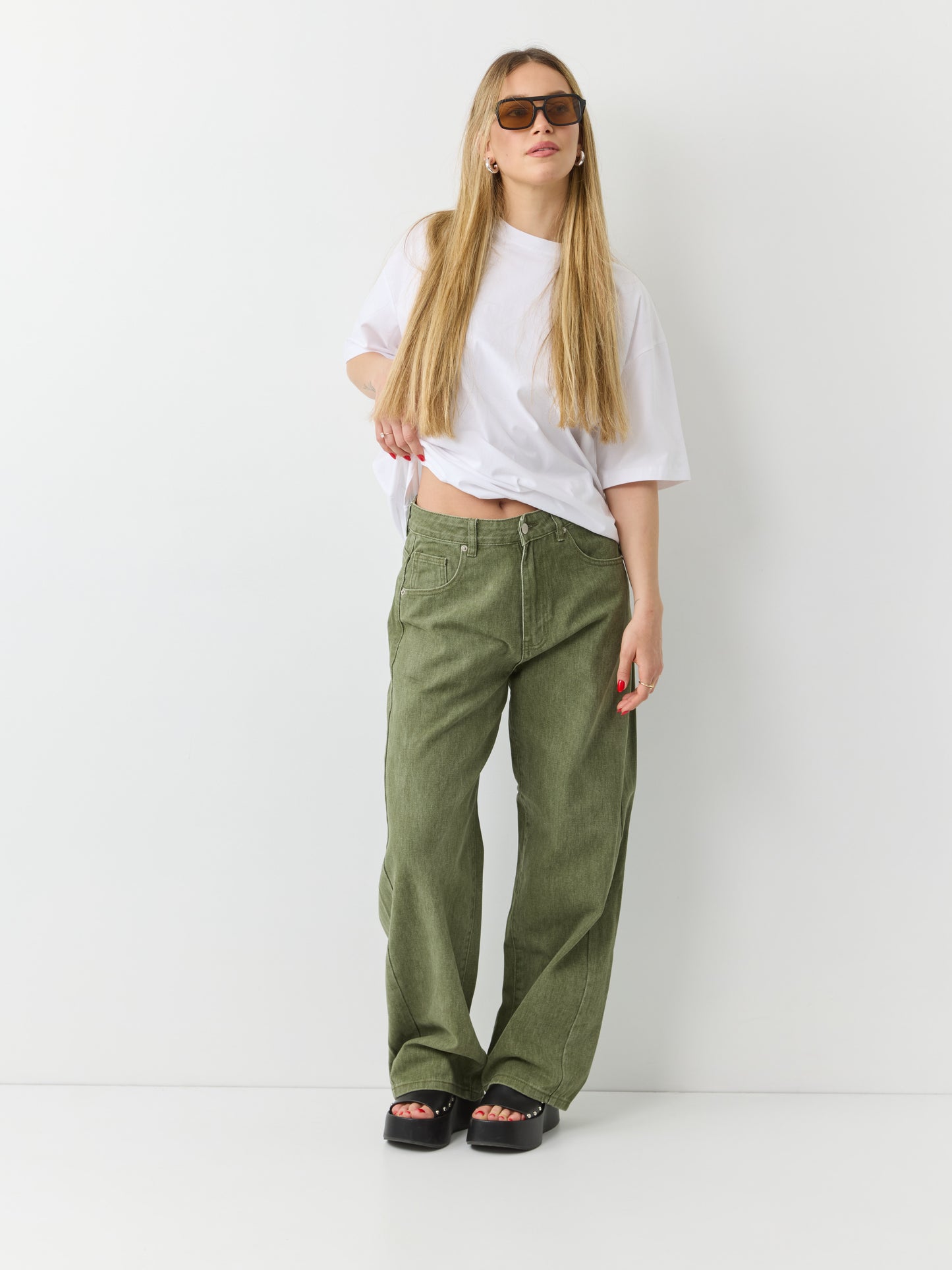 מכנסי ג'ינס ארוכים מרסלו | ירוק