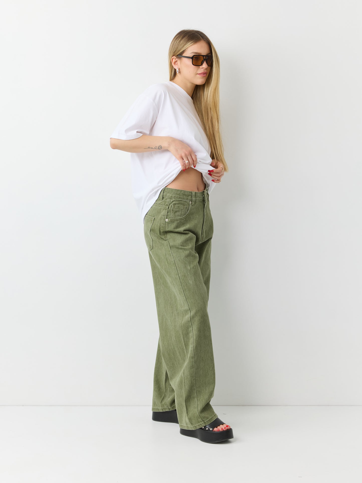 מכנסי ג'ינס ארוכים מרסלו | ירוק