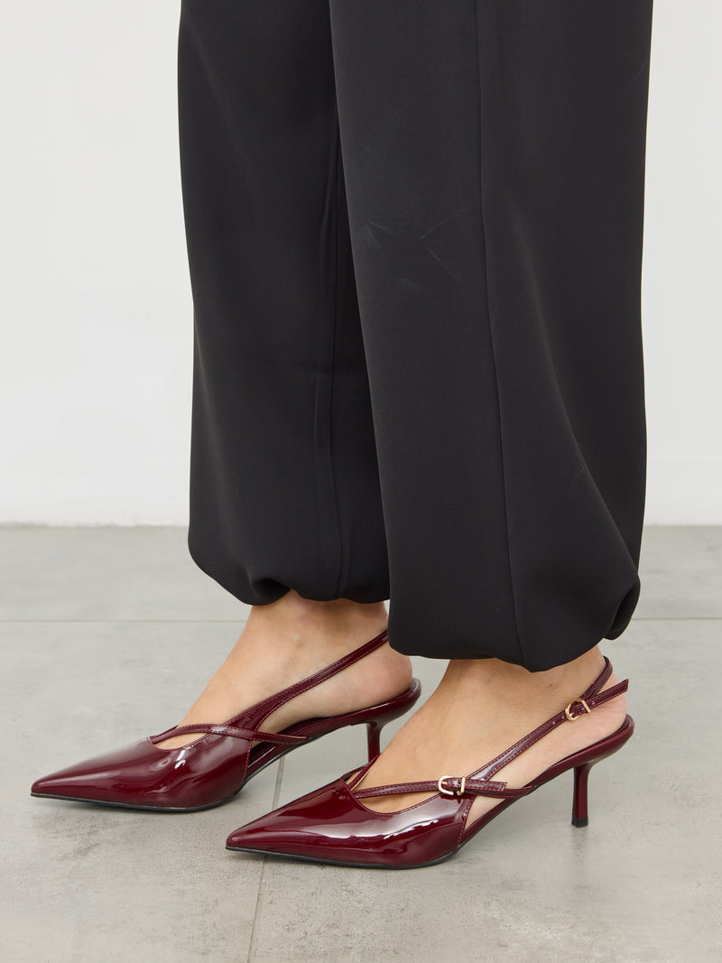 נעלי עקב רצועות שפיץ בלה | בורדו לק