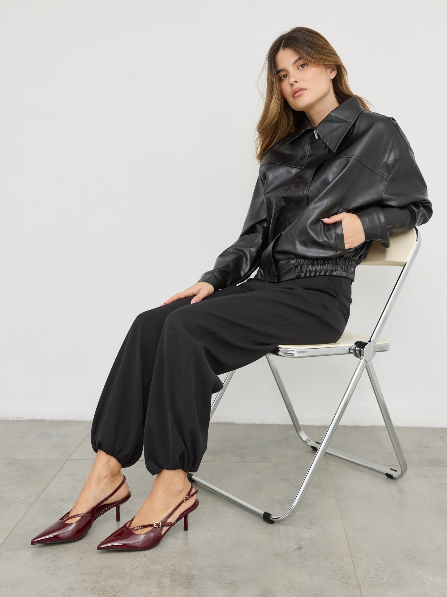 נעלי עקב רצועות שפיץ בלה | בורדו לק