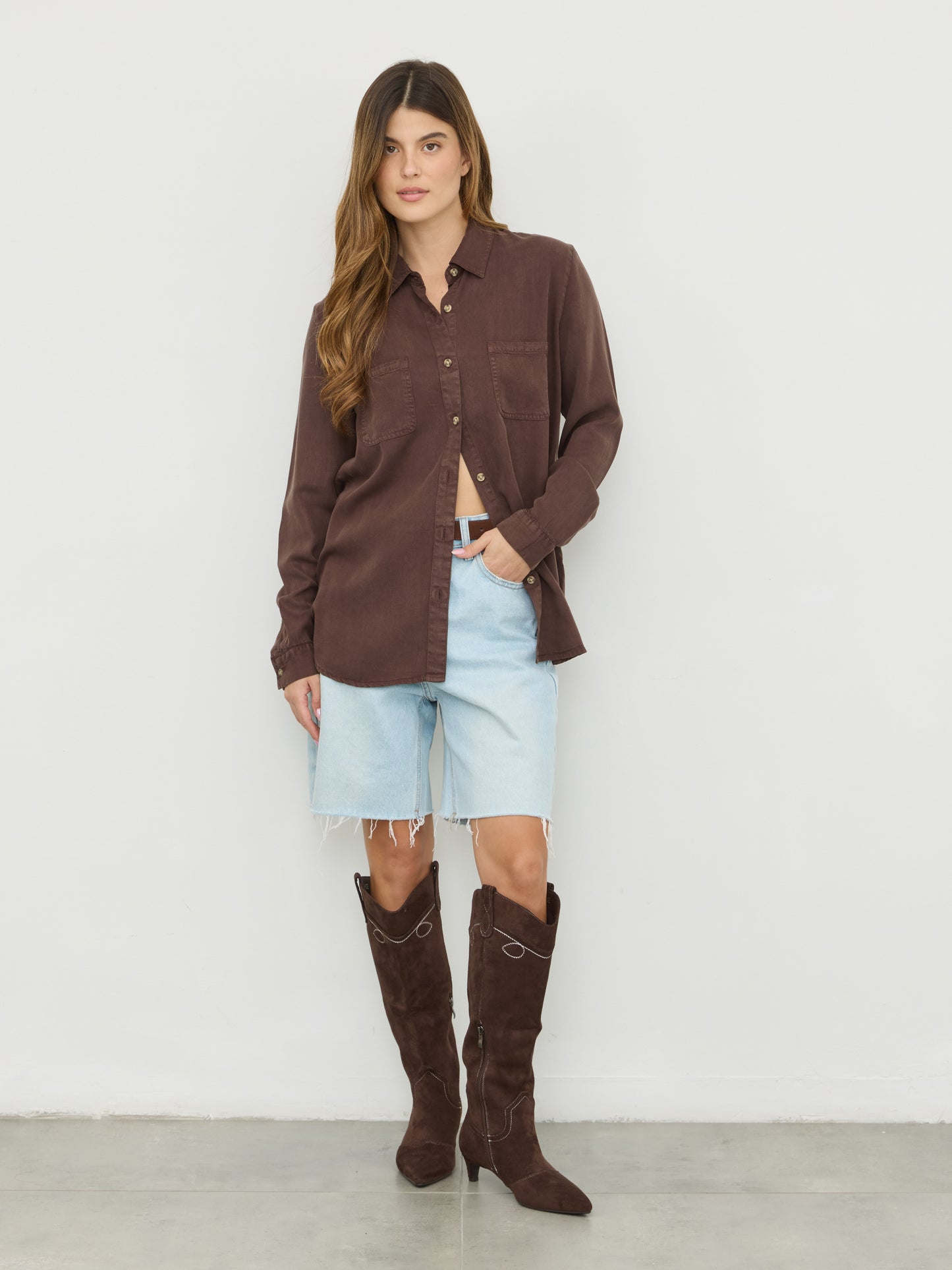 מגפי בוקרים דמוי זמש קופר | חום