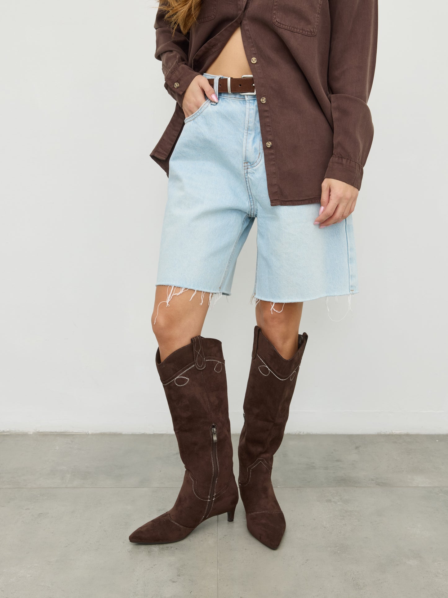 מגפי בוקרים דמוי זמש קופר | חום