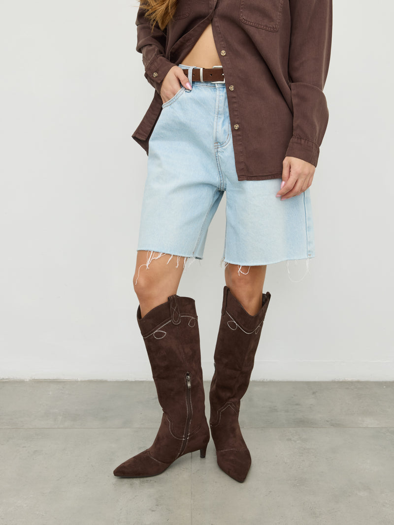 מגפי בוקרים דמוי זמש קופר | חום