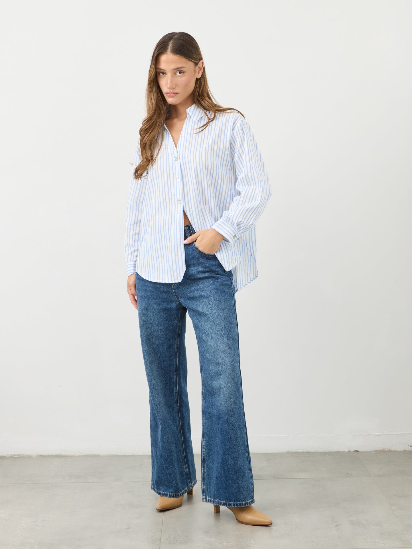 חולצה מכופתרת פסים אריא | כחול