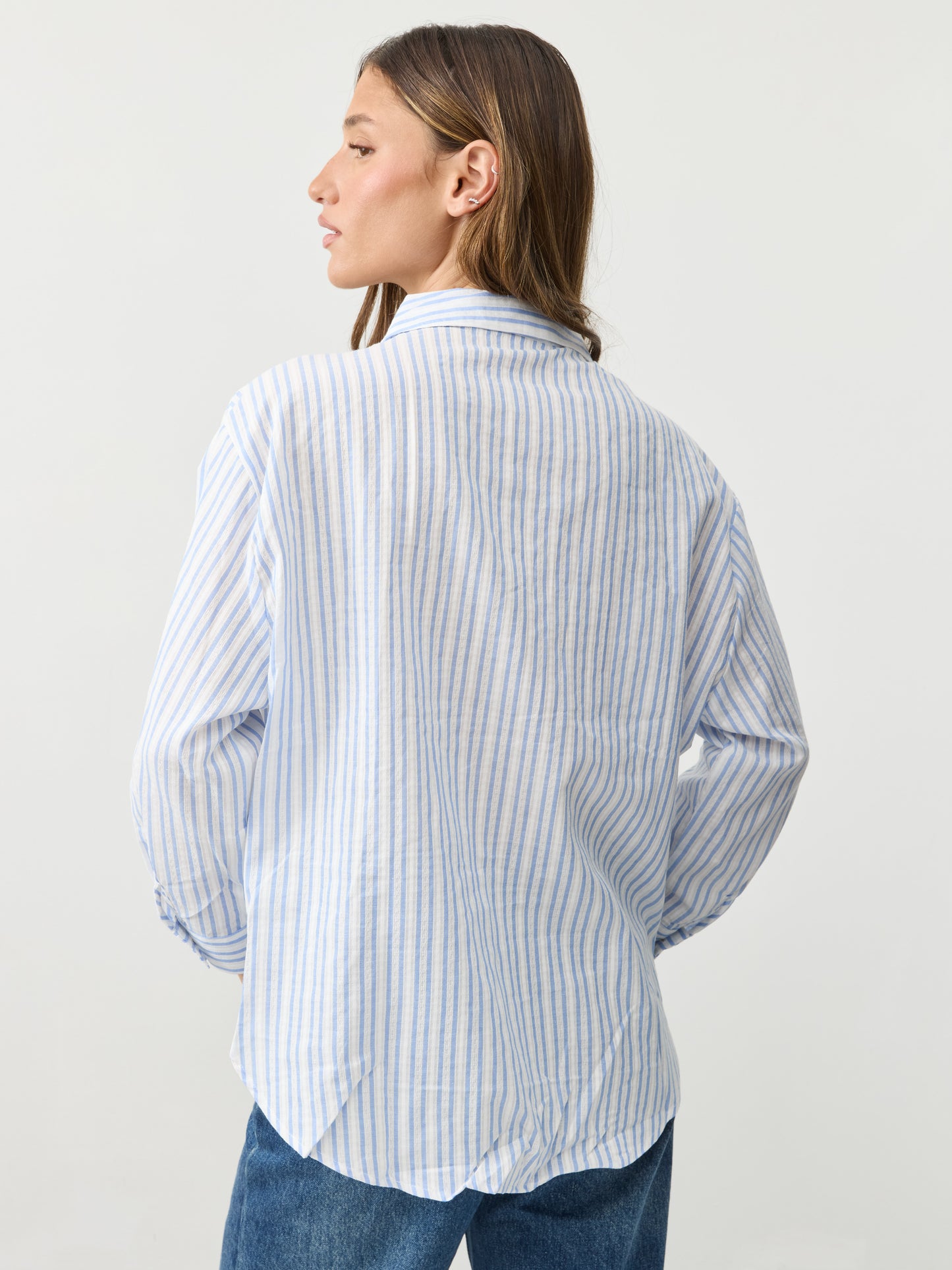 חולצה מכופתרת פסים אריא | כחול