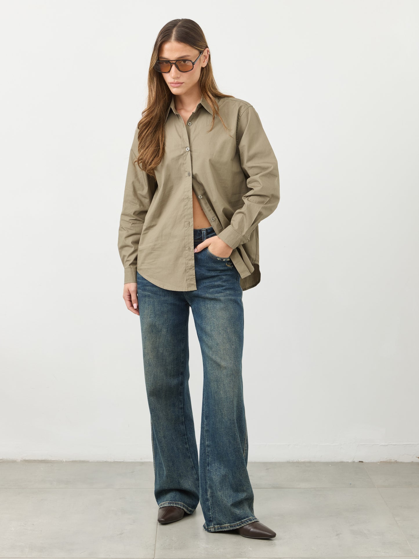 חולצה מכופתרת לונה | ירוק