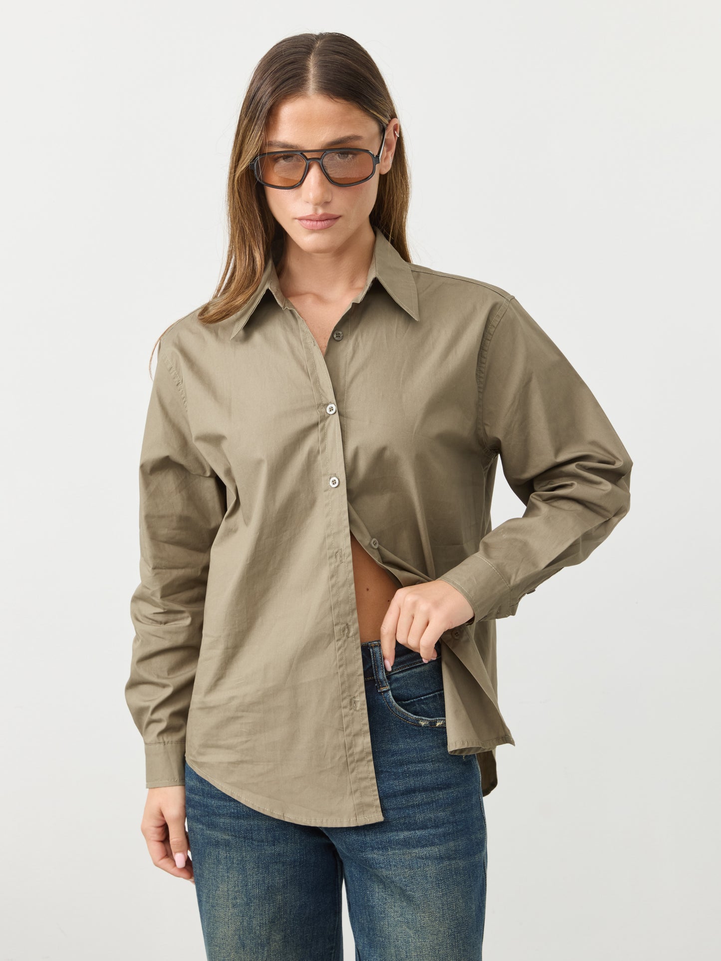 חולצה מכופתרת לונה | ירוק