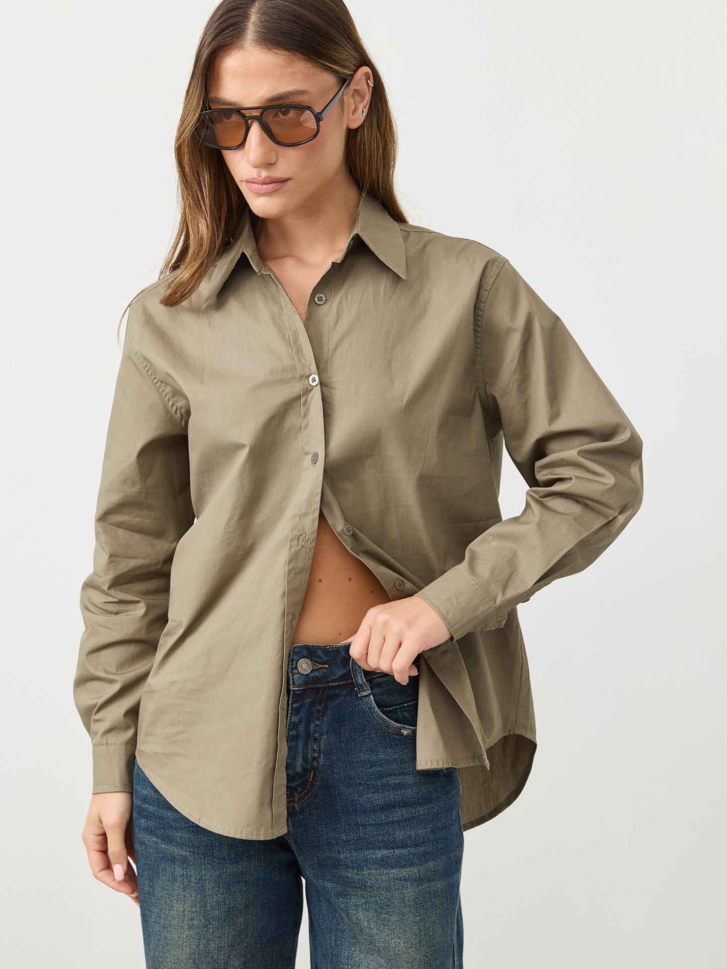 חולצה מכופתרת לונה | ירוק