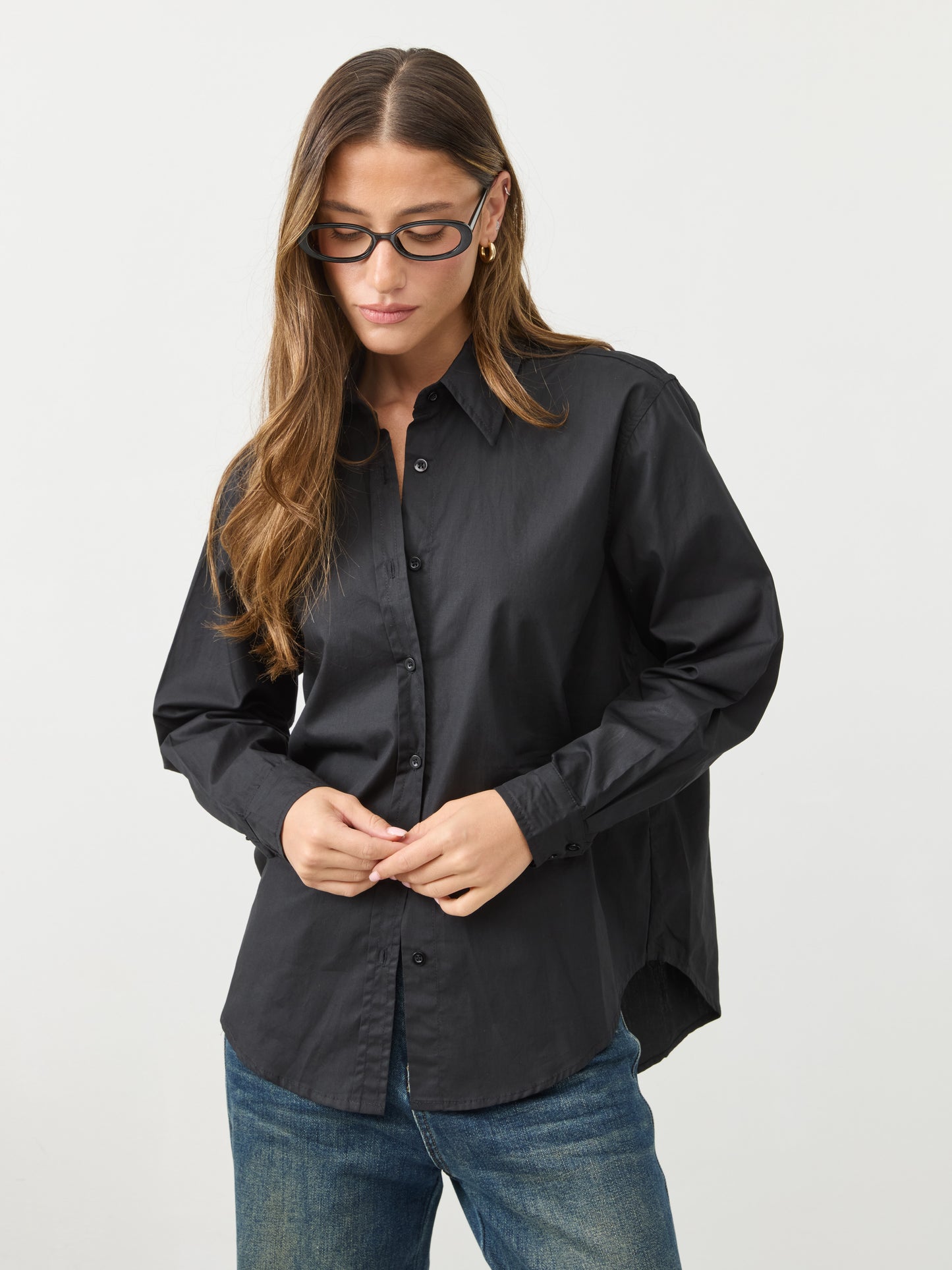 חולצה מכופתרת לונה | שחור