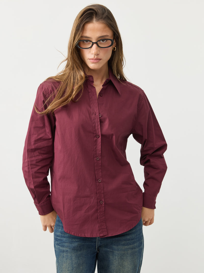 חולצה מכופתרת לונה | בורדו