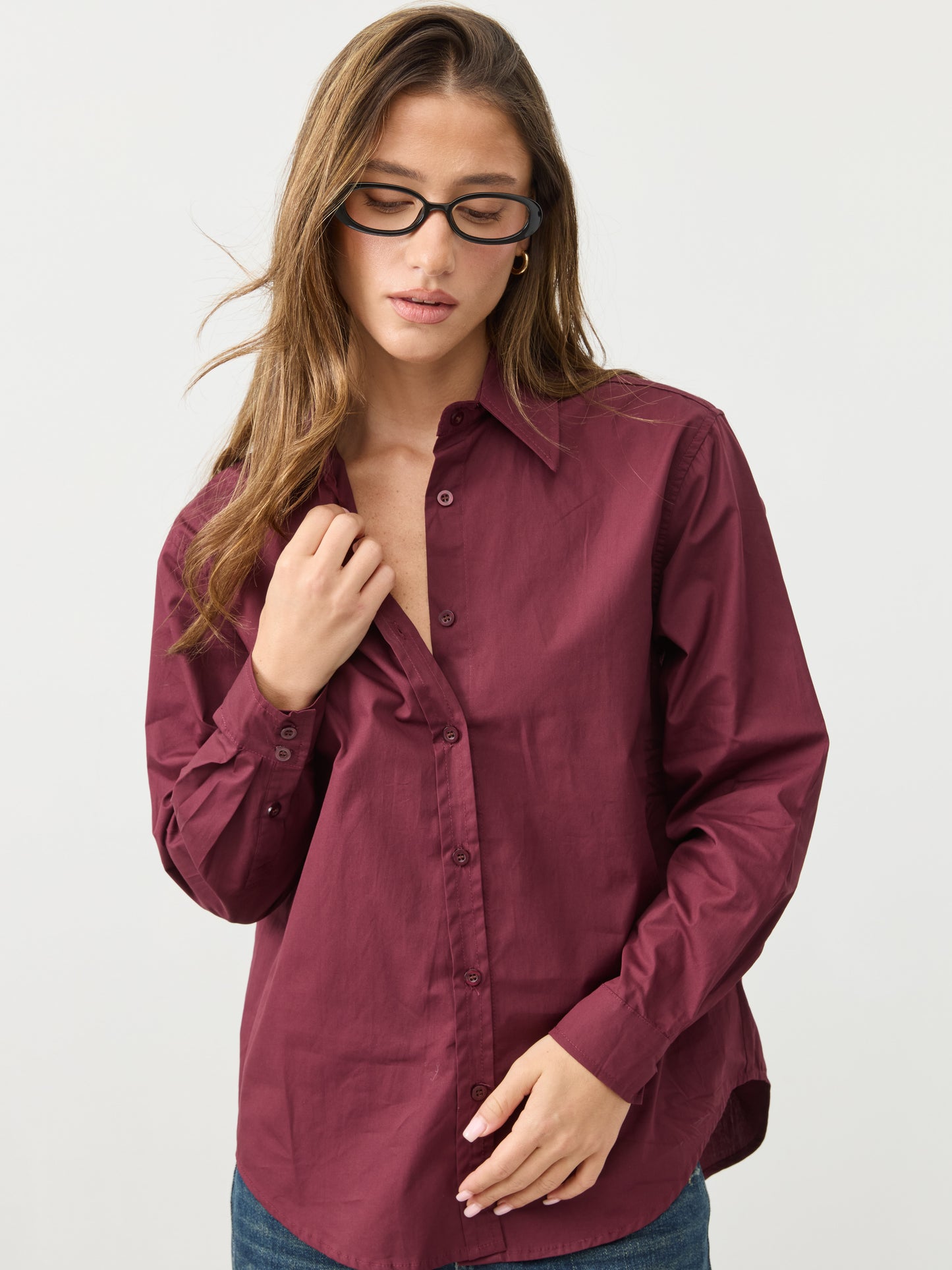 חולצה מכופתרת לונה | בורדו