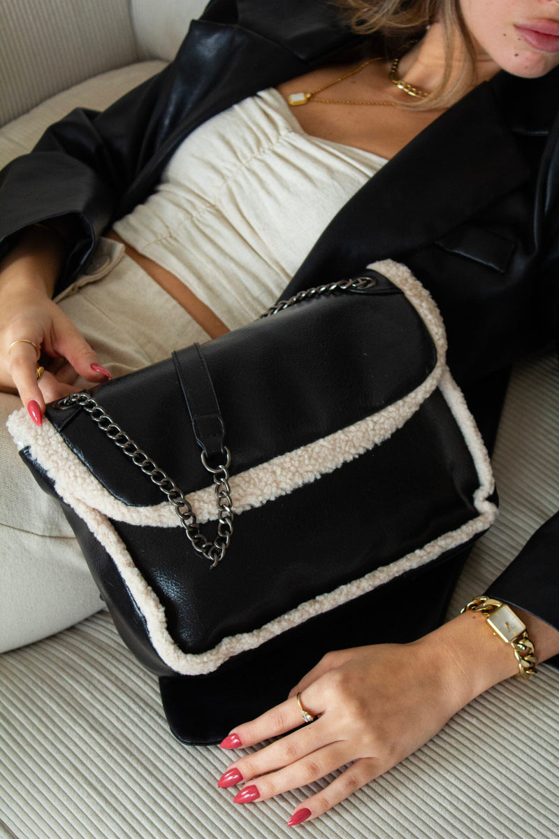 תיק דמוי פרווה ריד | שחור