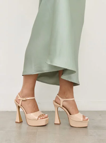 סנדלי עקב פלטפורמה מירה | בז'