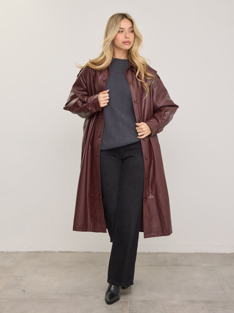 טראנץ' דמוי עור קונלי | בורדו