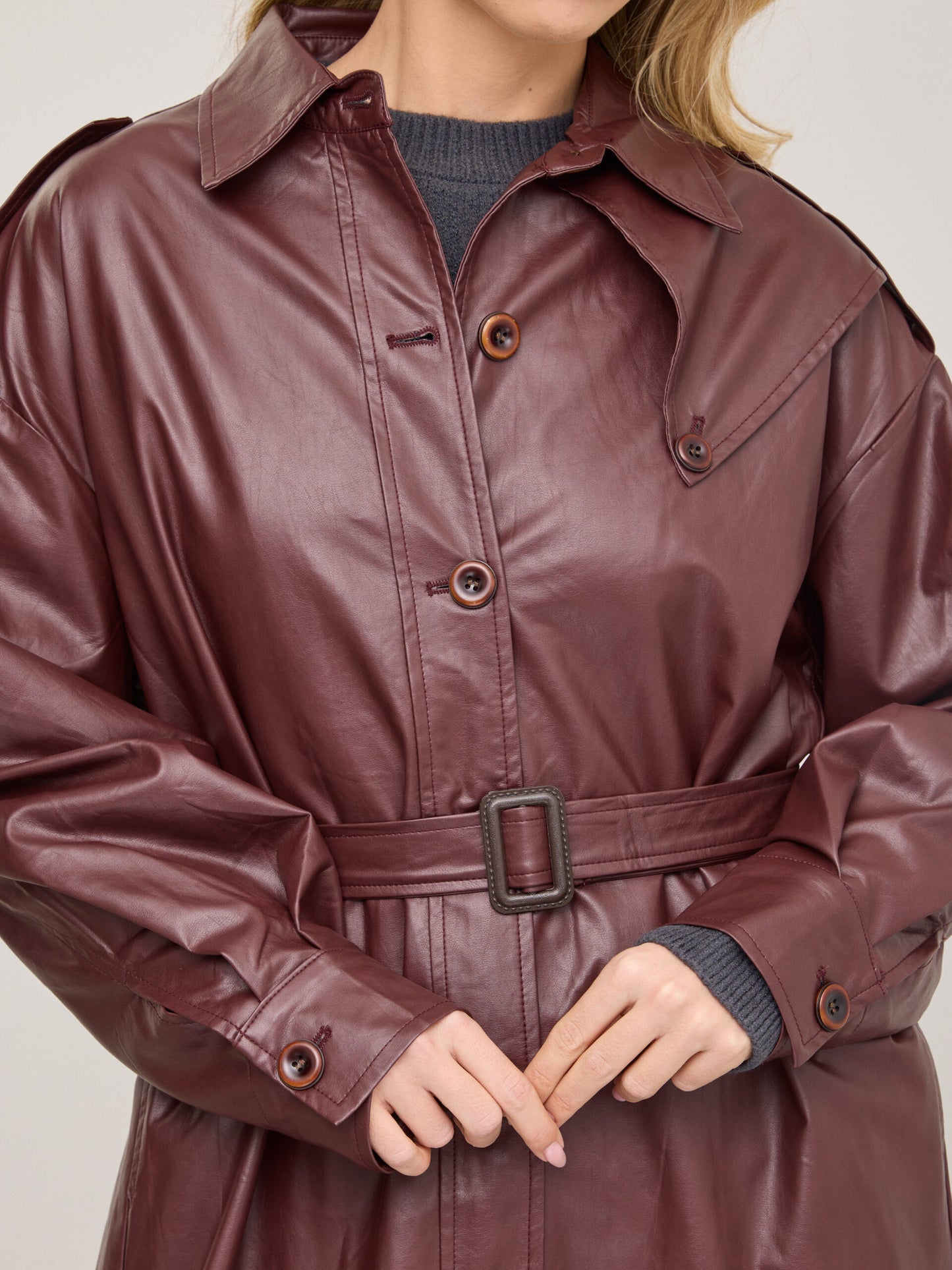 טראנץ' דמוי עור קונלי | בורדו