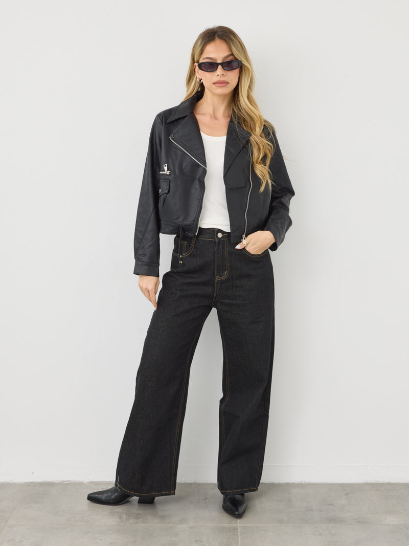 ג'קט דמוי עור הולט | שחור