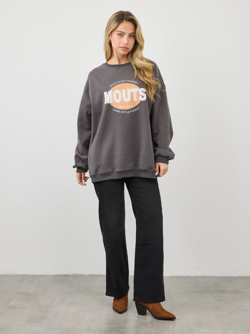 סוויטשירט בהדפס MOUTS | אפור