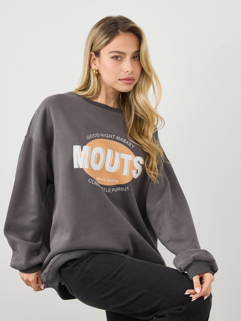 סוויטשירט בהדפס MOUTS | אפור