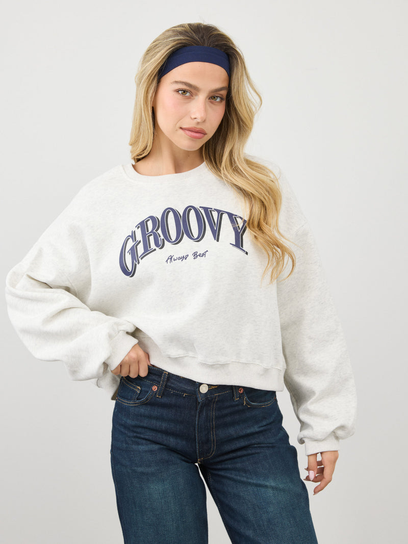 סווטשירט עם כיתוב GROOVY | אפור