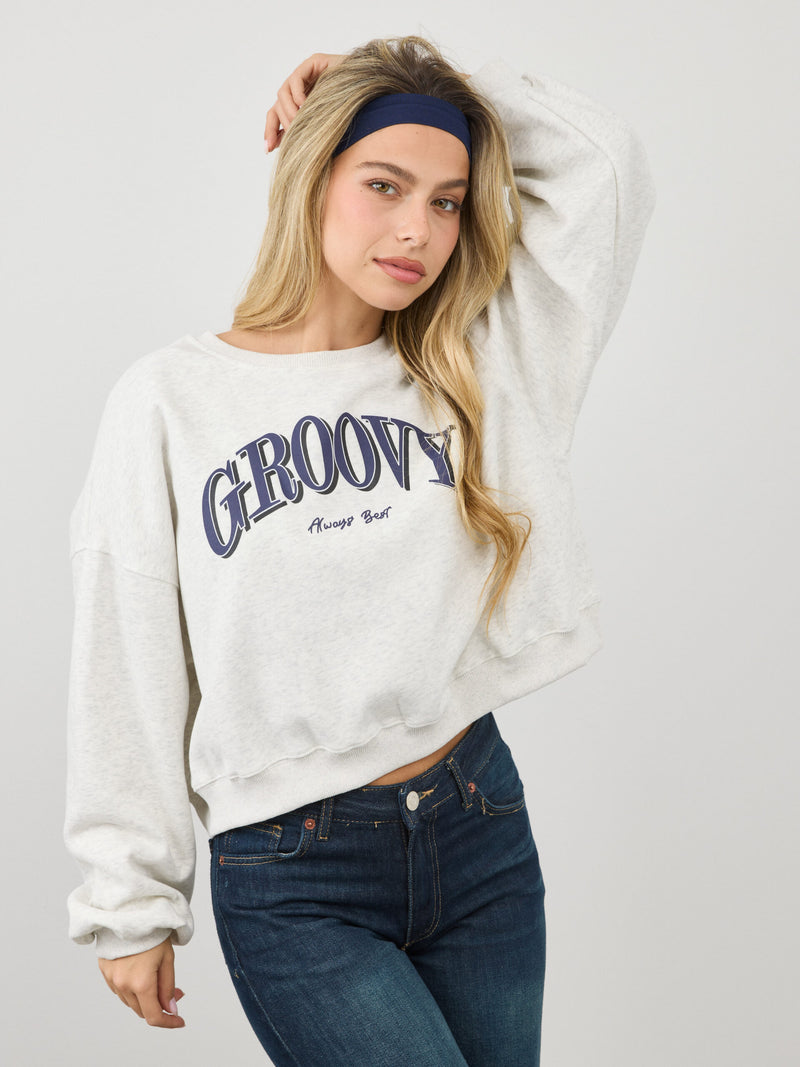 סווטשירט עם כיתוב GROOVY | אפור