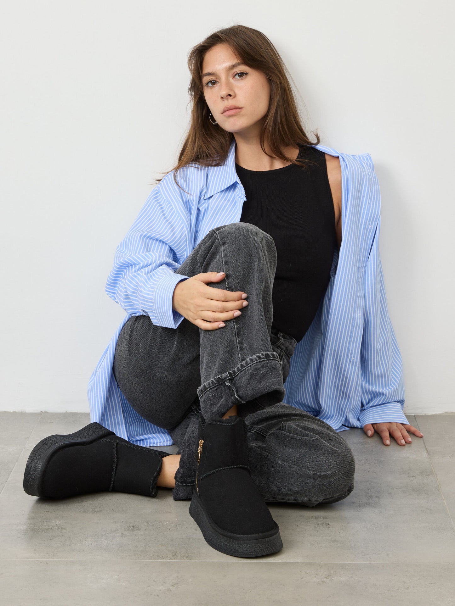 מגפוני פרווה רוכסן ספארק | שחור