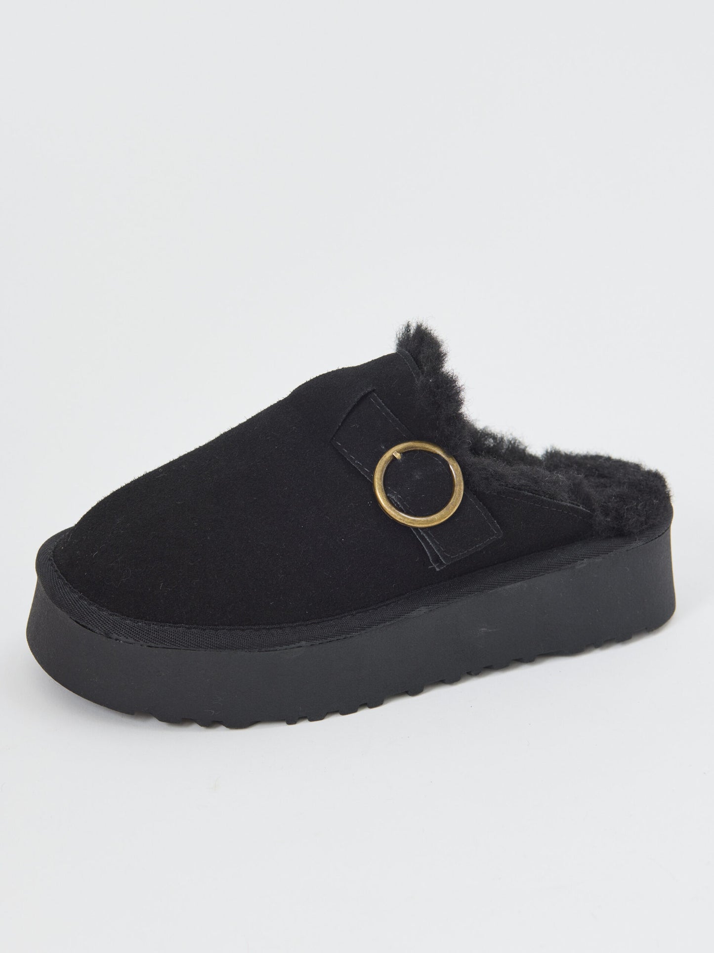 כפכפי פרווה אבזם אסטריד | שחור