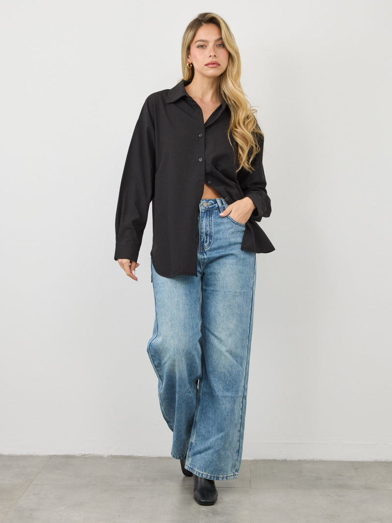 חולצה מכופתרת  אניטה | שחור