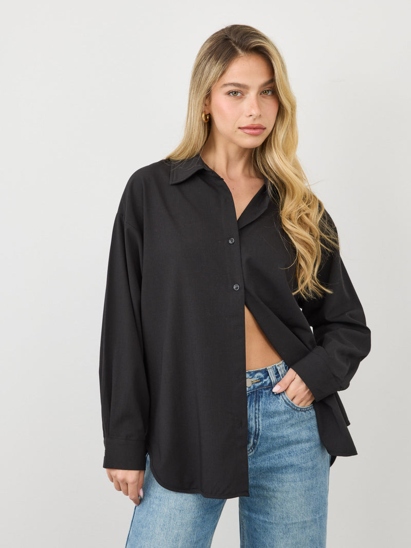 חולצה מכופתרת  אניטה | שחור