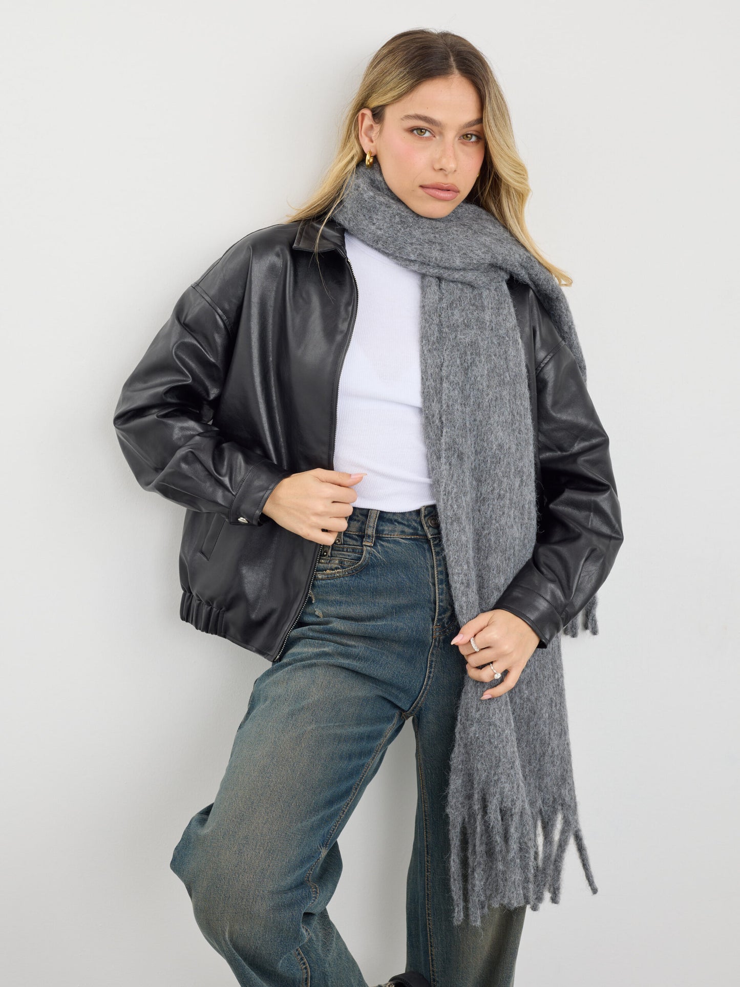 צעיף צמר  | אפור