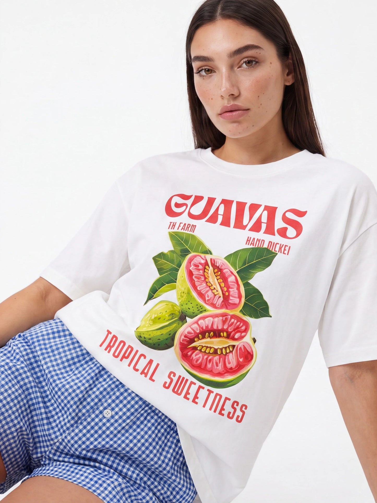 טישירט הדפס GUAVAS | לבן